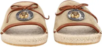 Versace Beige Leather Emblem Espadrille Sole Flats