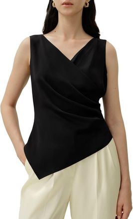 LilySilk Womens &Eacute;lise V-Neck Silk Top in Black at Nordstrom, Size X-Small