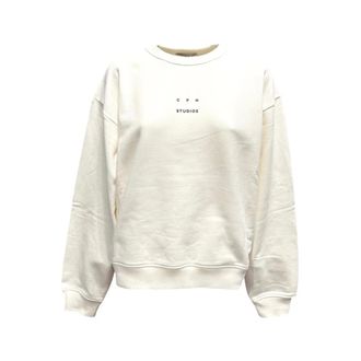Copenhagen Oversized Sportieve Sweater met Logo Print - Dames - Sweatshirts - Wit - L - Katoen - Hoodies & sweatvesten