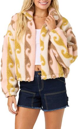O'Neill Cordin Jacquard Fleece Jacket in Peach Light at Nordstrom, Size Xx-Large