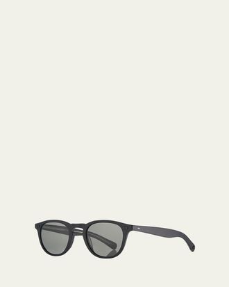 Garrett Leight Mens Hampton X Round Acetate Sunglasses, Black
