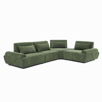Oviala Sof&aacute; esquinero modular de 4 plazas con respaldo ajustable 340 cm verde