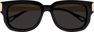Chlo&eacute; 54mm Rectangular Sunglasses in Black at Nordstrom