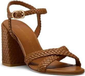 Stuart Weitzman Alyssa Ankle Strap Woven Sandal in Boho Tan at Nordstrom, Size 7.5