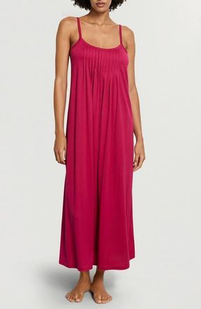 Hanro Juliet Pleat Neck Cotton Nightgown in Light Sangria at Nordstrom, Size X-Small