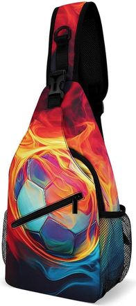 Generic Colorful Abstract Soccer Ball Unisex Shoulder Bags Casual Crossbody Chest Bag Sling Backpack for Hiking Cycling Travel