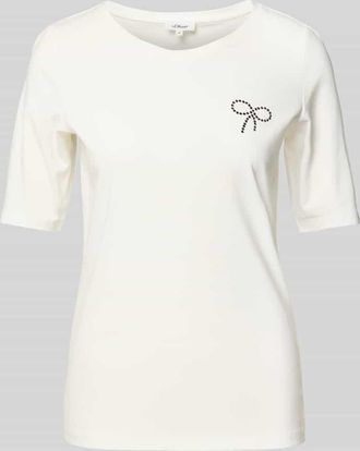 s.Oliver Red Label Slim Fit T-Shirt aus Baumwoll-Mix in Weiss, Gr&ouml;&szlig;e 42