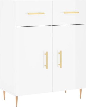 vidaXL Credenza 69,5x34x90 cm in Legno Multistrato Bianco Lucido - Vidaxl