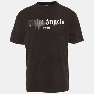 Palm Angels Black Logo Sprayed Jersey T-Shirt