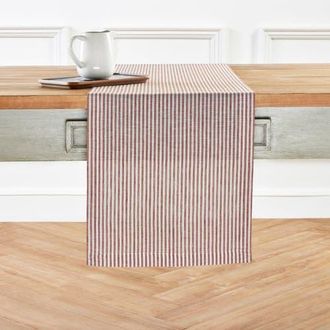 Solino Home Linen Table Runner for Dining Table, Holiday and Everyday Table Decor - Narrow Stripe in Cinnamon And White at Nordstrom, Size Xx-Small