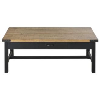 Maisons du monde Mesa de centro con 2 cajones de mango macizo y metal negro L.110