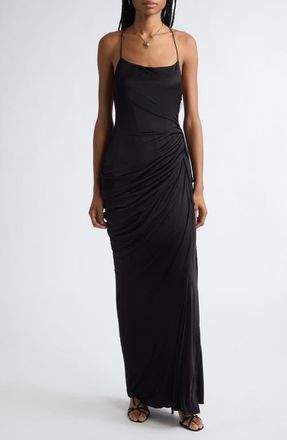 Versace Liquid Drape Jersey Gown in Black at Nordstrom, Size 40