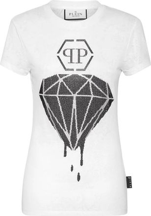 Philipp Plein T-Shirt Ronde Hals - Dames - T-shirts - Wit - XS - Katoen - Tops