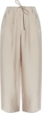 Yohji Yamamoto Drawstring Broeken - Dames - Wijde Broeken - Beige - M - Broeken