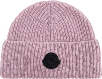Moncler Pet met logopatch - Dames - Hoeden - Paars - ONE Size - Wol - Accessoires