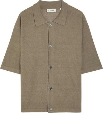Frame Denim Textured-knit Linen and Silk-blend Shirt - Khaki - S