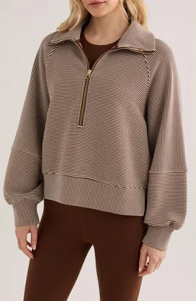 Varley Milano Half-Zip Sweatshirt in Dark Walnut at Nordstrom, Size Large