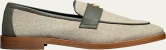 Bougeotte Linen and Leather Loafers
