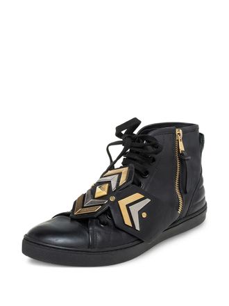 Louis Vuitton logo-plaque sneakers - women - Leather/Rubber/Leather - 36 - Black