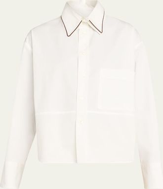 Plan C Detachable Double Collar Button-Down Shirt