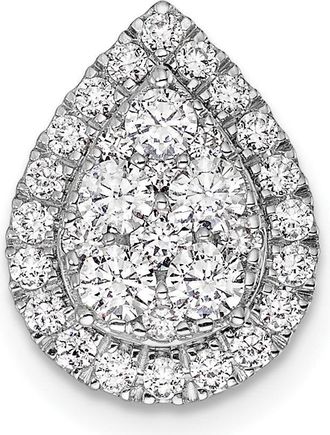 Diamond2Deal 14K White Gold Lab Grown Diamond Teardrop Chain Slide Pendant (0.7ct, VS, G-H)