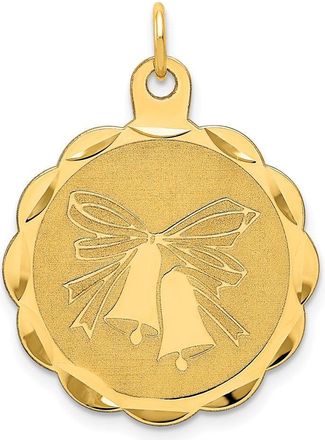 Diamond2Deal 14k Yellow Gold Wedding Bells 23mm Disc Charm Pendant