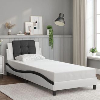 vidaXL Vidaxl - Cama Con Cabecero Cuero Sint&eacute;tico Blanco Y Negro 80x200 Cm