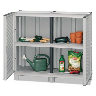 Dmora Armario Para Exteriores O Interior Multiusos, M&oacute;vil De 2 Puertas Y 1 Estante De Polipropileno, 100% Made In Italy, 100x39h92 Cm, Color Gris Claro - Dm