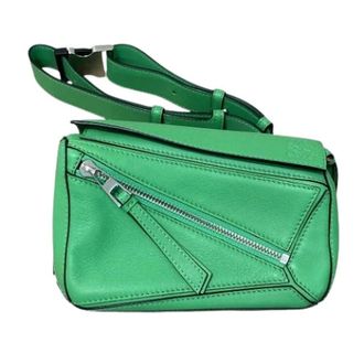 Loewe Pre-owned Puzzle Mini 2way Schoudertas - Dames - Pre-owned - Groen - Maat: ONE Size Leer