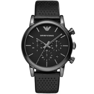 Emporio Armani Luigi AR1737 Heren Chronograaf Horloge 41 mm Zwart Leder