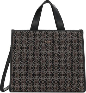 Kazar Grote handtas gemaakt van bedrukte stof - Dames - Shoppers - Zwart - ONE Size - Leer - Tassen
