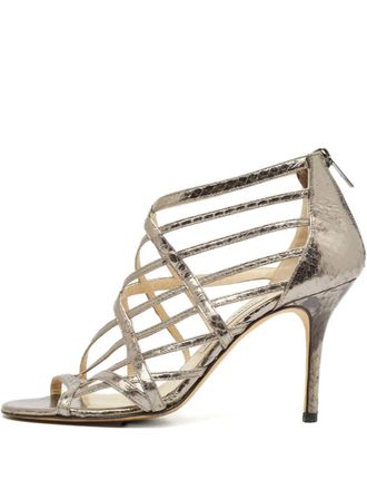 Jimmy Choo London 95mm snakeskin leather cage sandals - Grey
