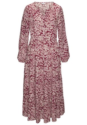 Lascana Maxikleid LASCANA, Damen, Gr. 34, N-Gr, rot (bordeaux leo), Web, Obermaterial: 100% Viskose, animal-print, kn&ouml;chelfrei, V-Ausschnitt, mit Gummizug, Kl