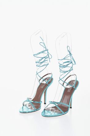 PARIS TEXAS Lace-Up Sandals LINDA Metallic Python-Effect Leather Heel 12 cm Paris Texas