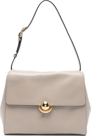 Furla Domus M Structured Neutral Leather Shoulder Bag