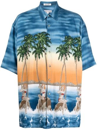 Pierre Cardin Camicia con stampa anni 90 - Blu