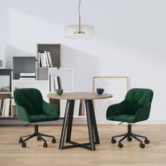 vidaXL Vidaxl - Sillas De Comedor Giratorias 2 Unidades Terciopelo Verde Oscuro