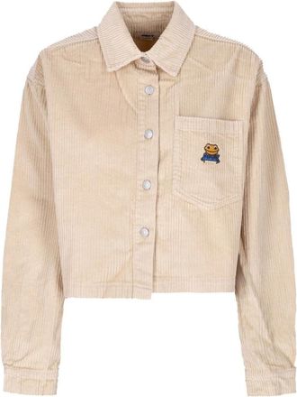 Obey Fluwelen Langemouw Hoodie - Dames - Zomerjassen - Beige - XS - Katoen - Jassen