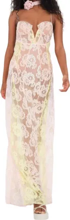 For Love & Lemons Blossom Sunset Maxi Dress In Blush Pink, Yellow, White