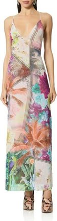 AFRM Romy Postcard Print Mesh Slipdress in Vacation Tropic at Nordstrom, Size X-Large
