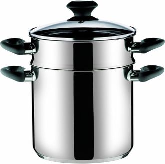Tescoma Pentola Cm 22 Pastaiola Acciaio Inox, Coperchio Vetro, 7,5 Lt