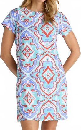 Jude Connally Ella Short Sleeve Mini Dress In Fez Tile Light Aqua