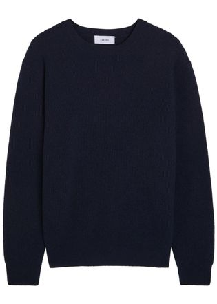 Lardini Ribbed Wool and Cashmere-blend Jumper - Navy - S