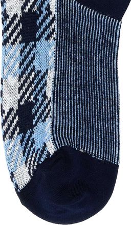 Prada Womens Embroidered Stretch Cotton Socks Bleu Calze