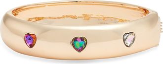 Open Edit Faceted Heart Hinged Bangle Bracelet in Rainbow- Gold at Nordstrom