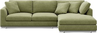Castlery Hamilton Chaise Sectional Sofa Right Facing Customized, (Washed Chenille) Moss, Machine Washable, Removable Covers for Castlery Sofas, Green