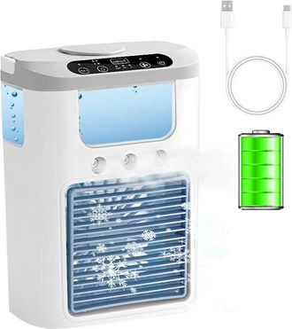 No Brand Aire Acondicionado Port&aacute;til Peque&ntilde;o Con Bater&iacute;a, Luz Nocturna Cuatro En Uno De Siete Colores, Tres Velocidades De Ventilador Y Tres Modos De Pulveriza