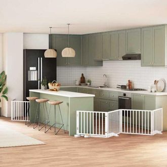 vidaXL Puerta De Perros Plegable 8 Paneles Madera &Aacute;lamo Blanca 640 Cm Vidaxl