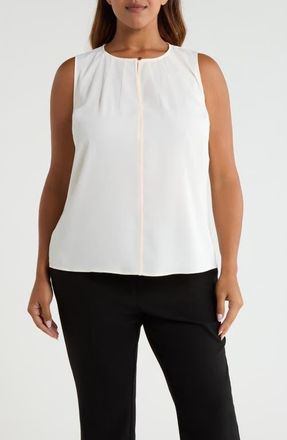 Anne Klein Keyhole Neck Sleeveless Top in White Dove at Nordstrom, Size 0X