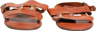 Dolce & Gabbana Brown Leather Flat Sandals Womens Shoes (Pre-Owned)